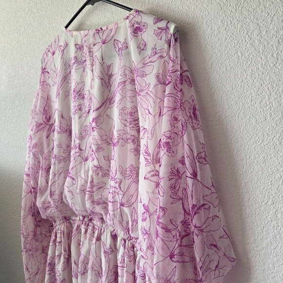 A New Day Womens Size 1X Floral Print V-Neck Long Sleeve Dress Lined Pockets NEW - Picture 5 of 11